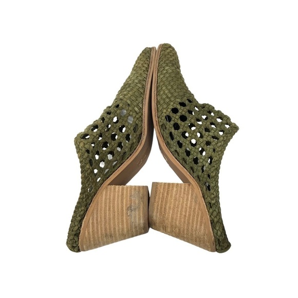 Jeffrey Campbell Leone Woven Leather Weaved Slip On Mule Size 6 Green Point Toe - Picture 8 of 12